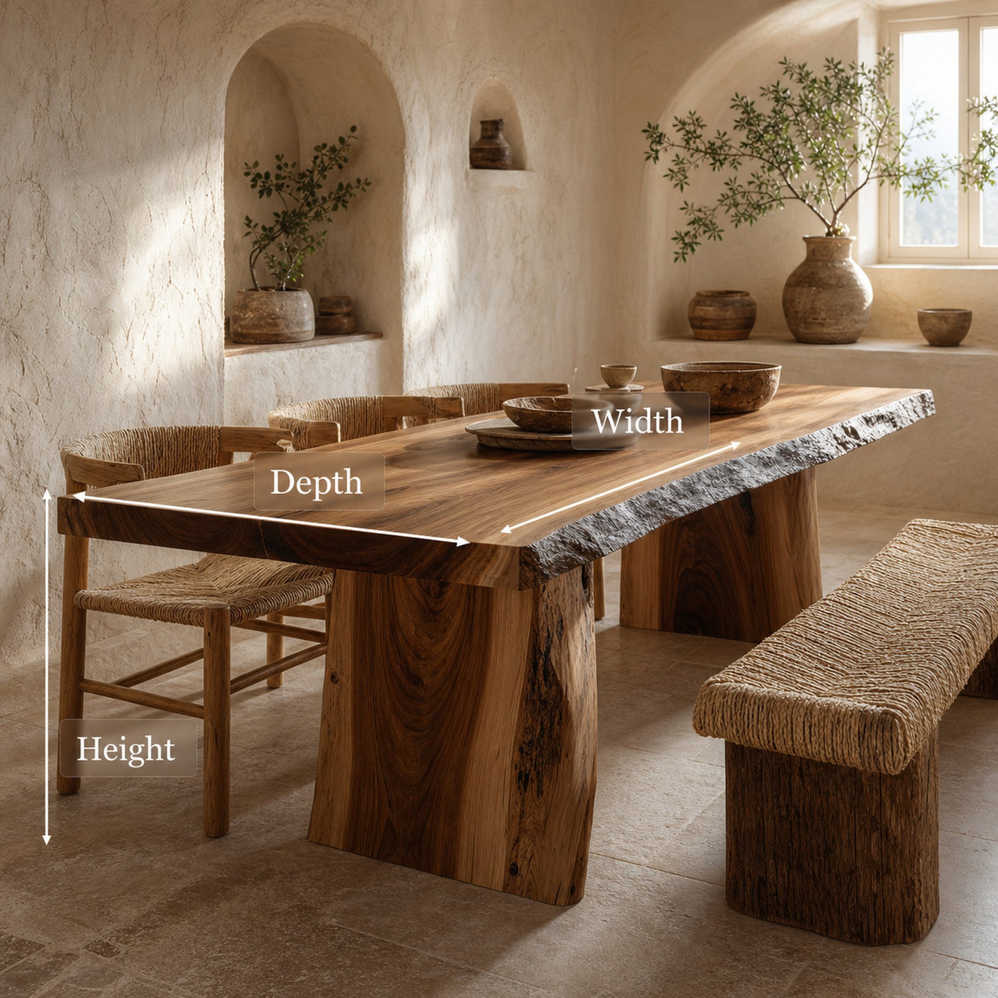 Dining Table Walnut Wood Live Edge Modern Gift - product view 5
