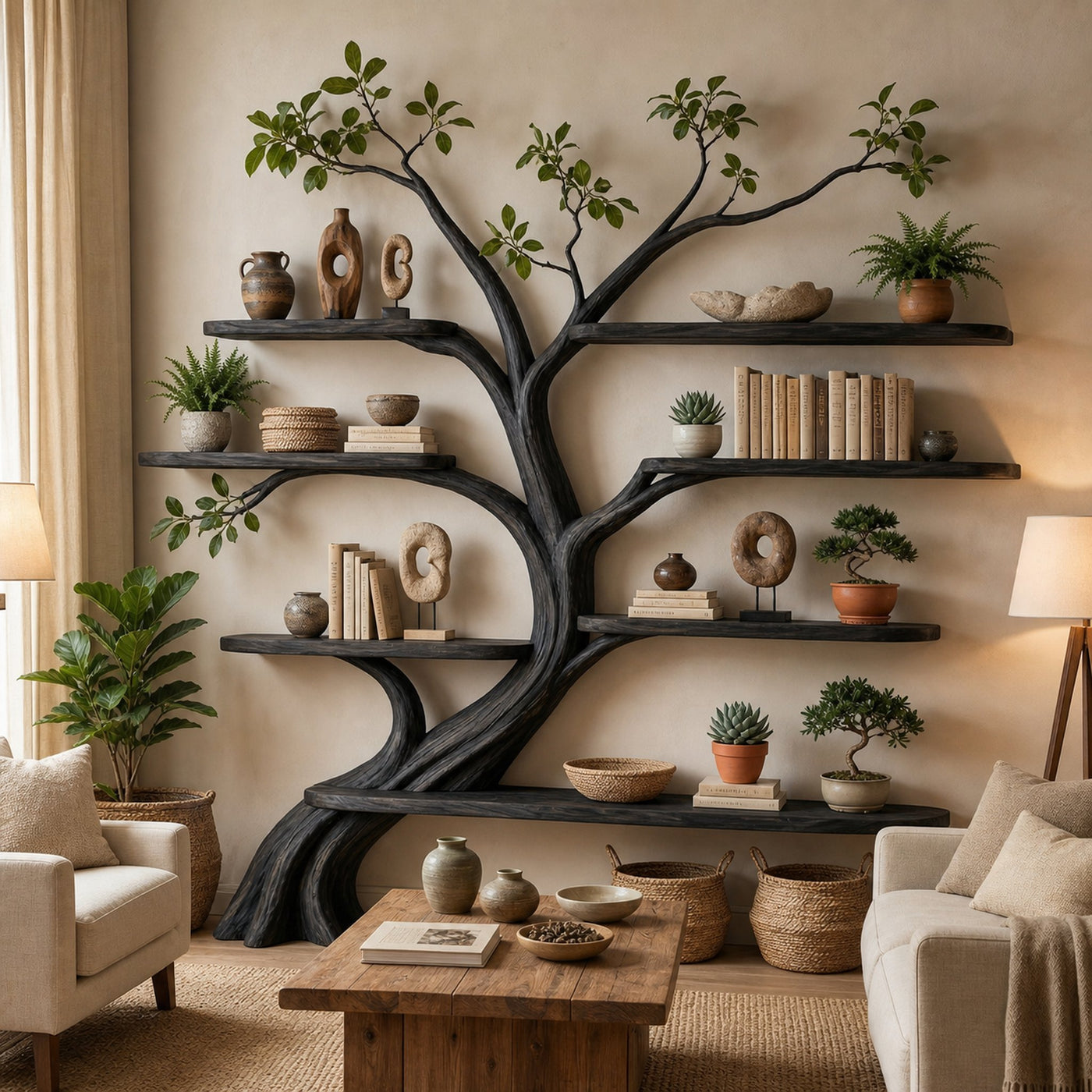 Driftwood Branch Shelf Floating Shelf Wall Mouted - product view 3