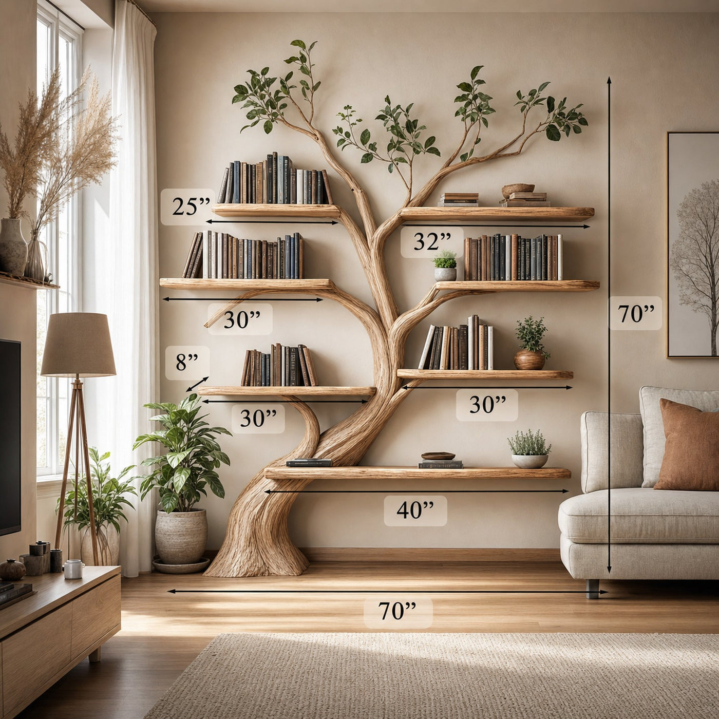 Driftwood Branch Shelf Floating Shelf Wall Mouted - product view 9