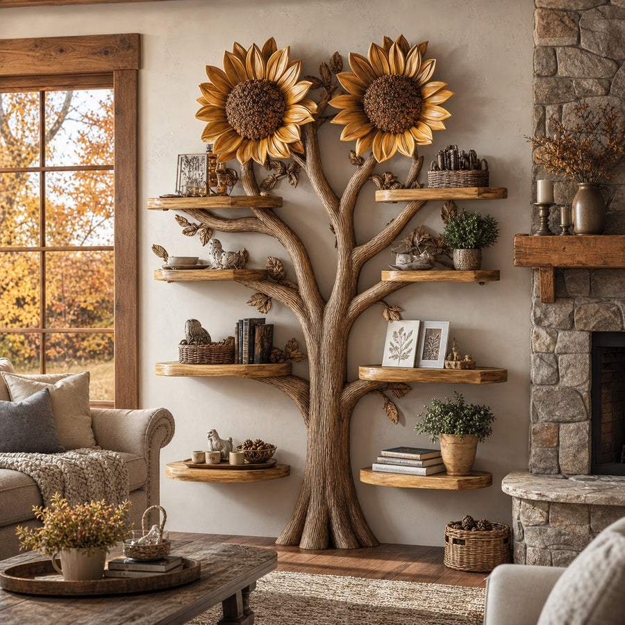 Driftwood Branch Tree Bookshelf Wall Mounted Shelf