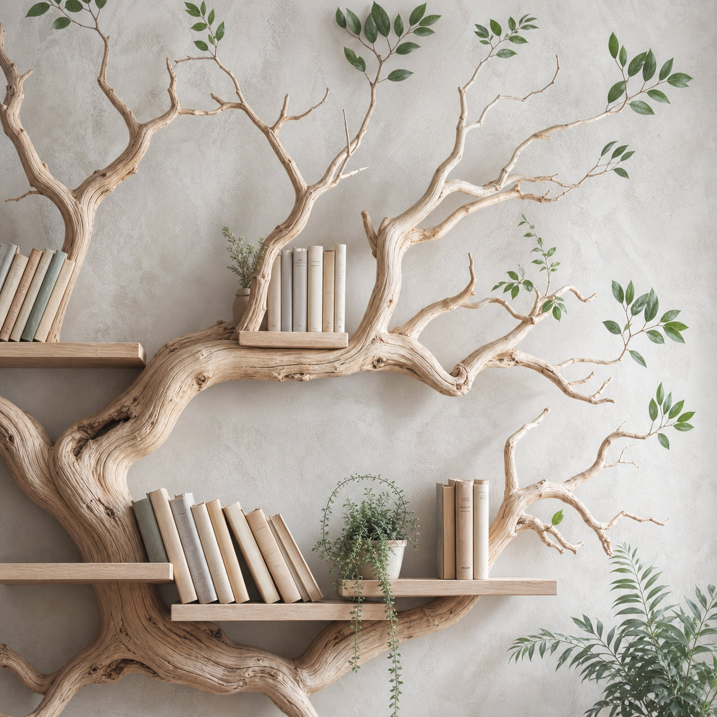 Driftwood Tree Bookshelf Decor Mid Century Bookcase - product view 4