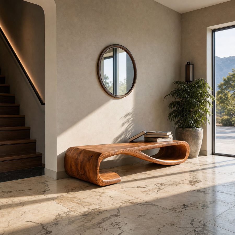 Elegant Bench Sculpted Curves For Contemporary Home Decor