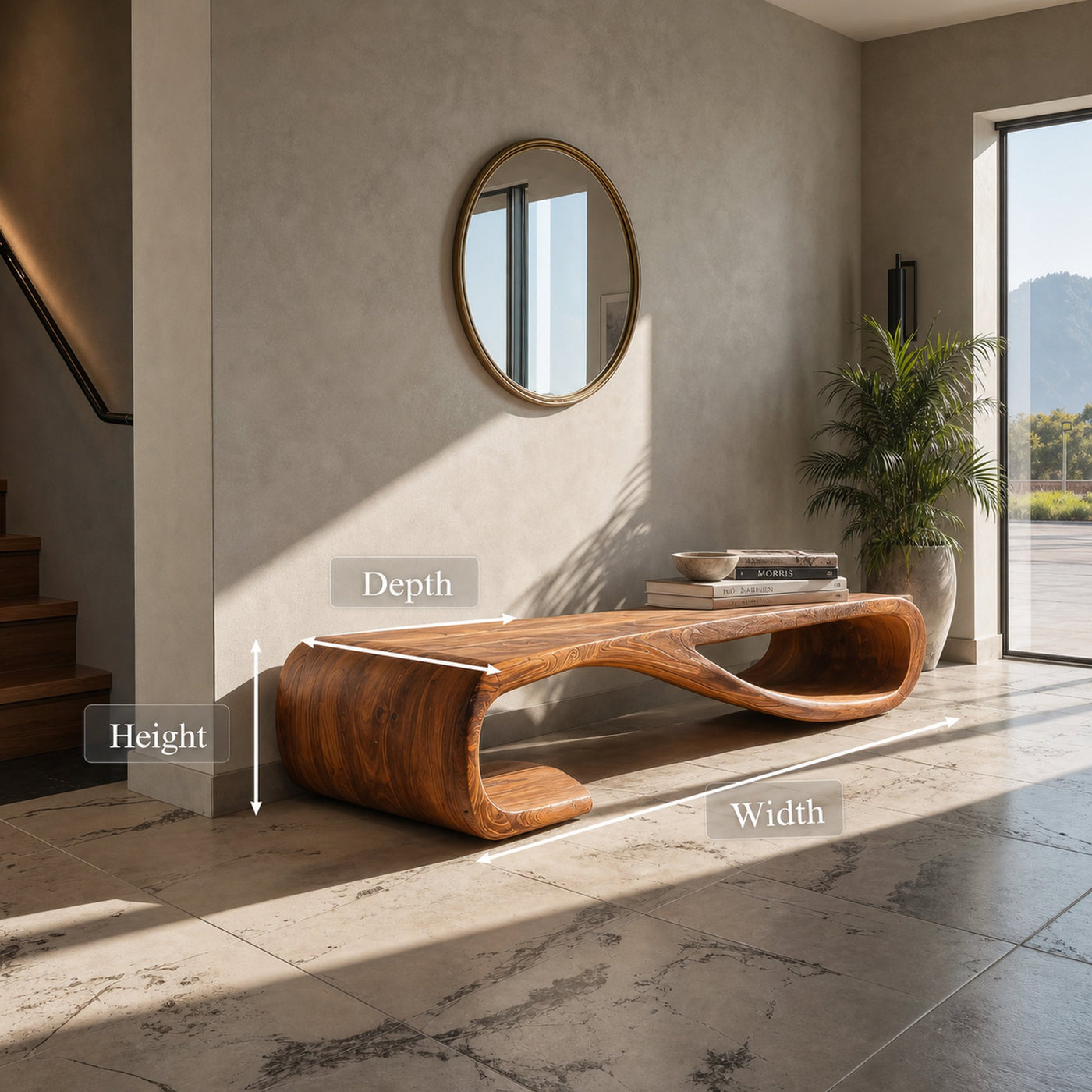 Elegant Bench Sculpted Curves For Contemporary Home Decor - product view 6