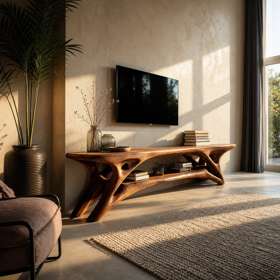Elegant Curved  TV Cabinet For Contemporary Home Decor