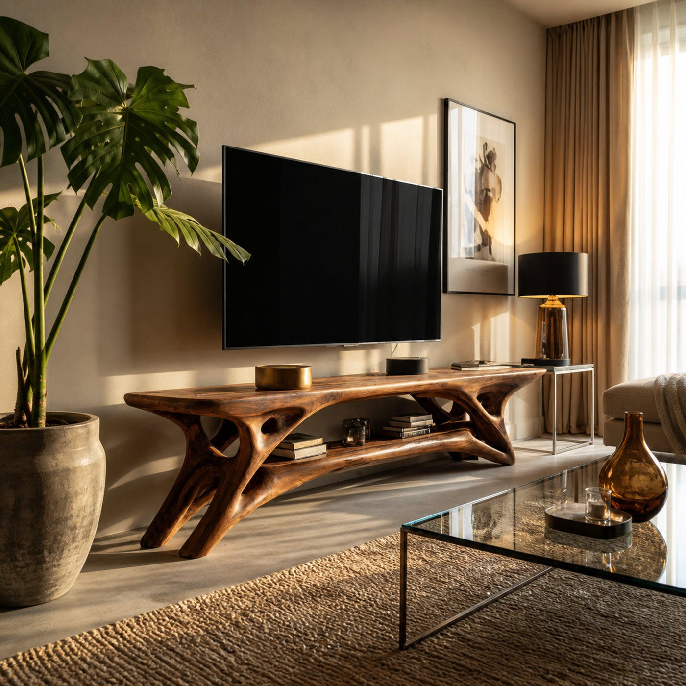 Elegant Curved TV Cabinet For Contemporary Home Decor - product view 6