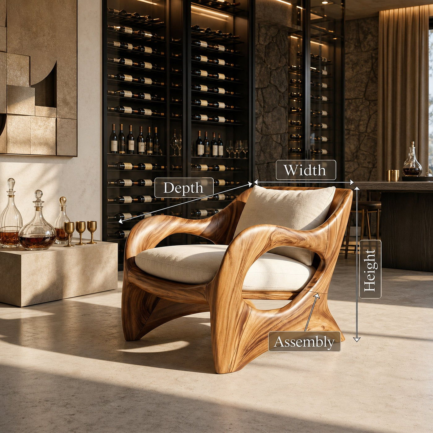 Elegant Curved Wood Accent Chair for Luxury Bedroom Retreats - product view 8