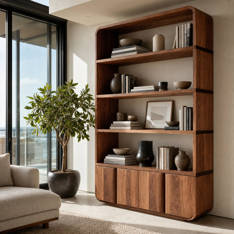 Elegant Natural Wood Bookcase For Modern Home
