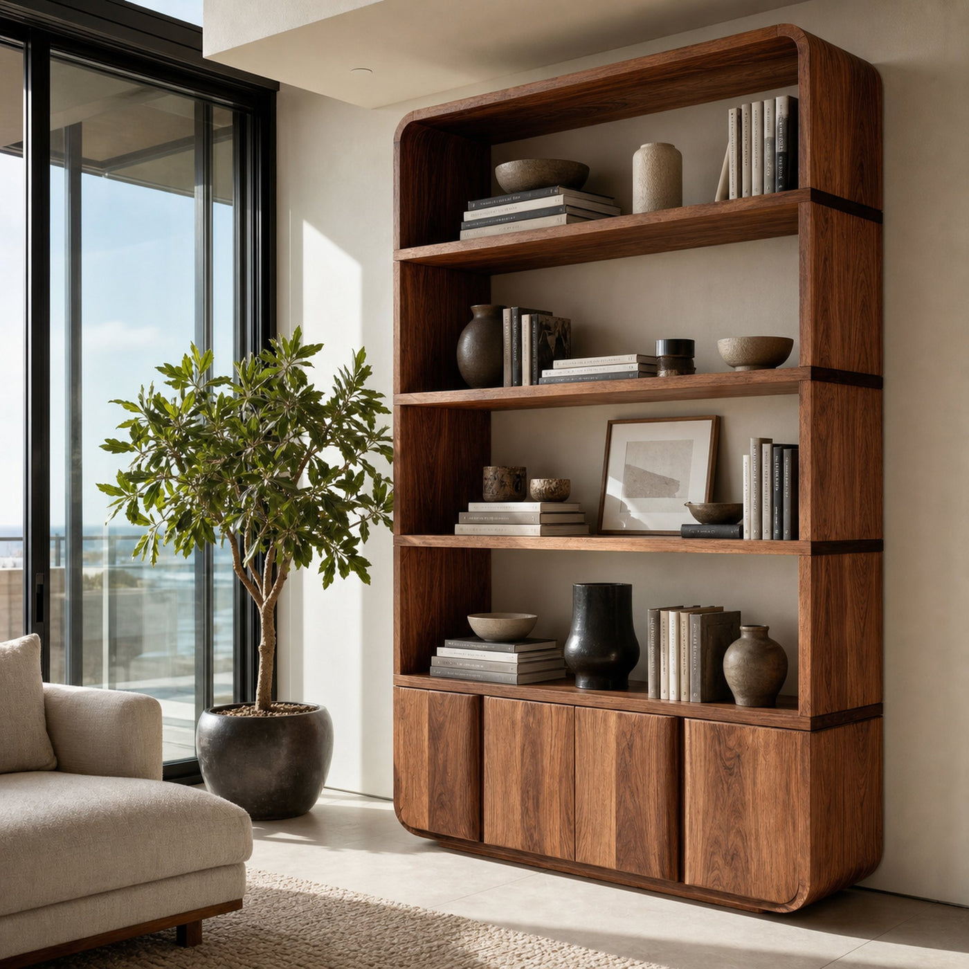 Elegant Natural Wood Bookcase For Modern Home