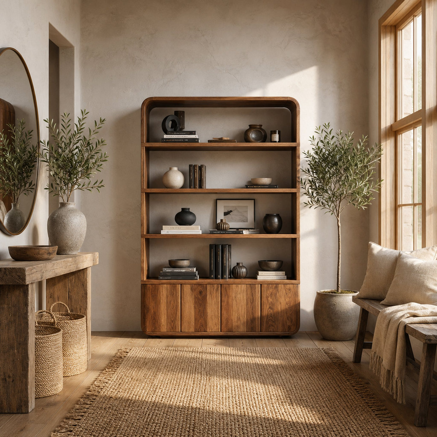 Elegant Natural Wood Bookcase For Modern Home - product view 6