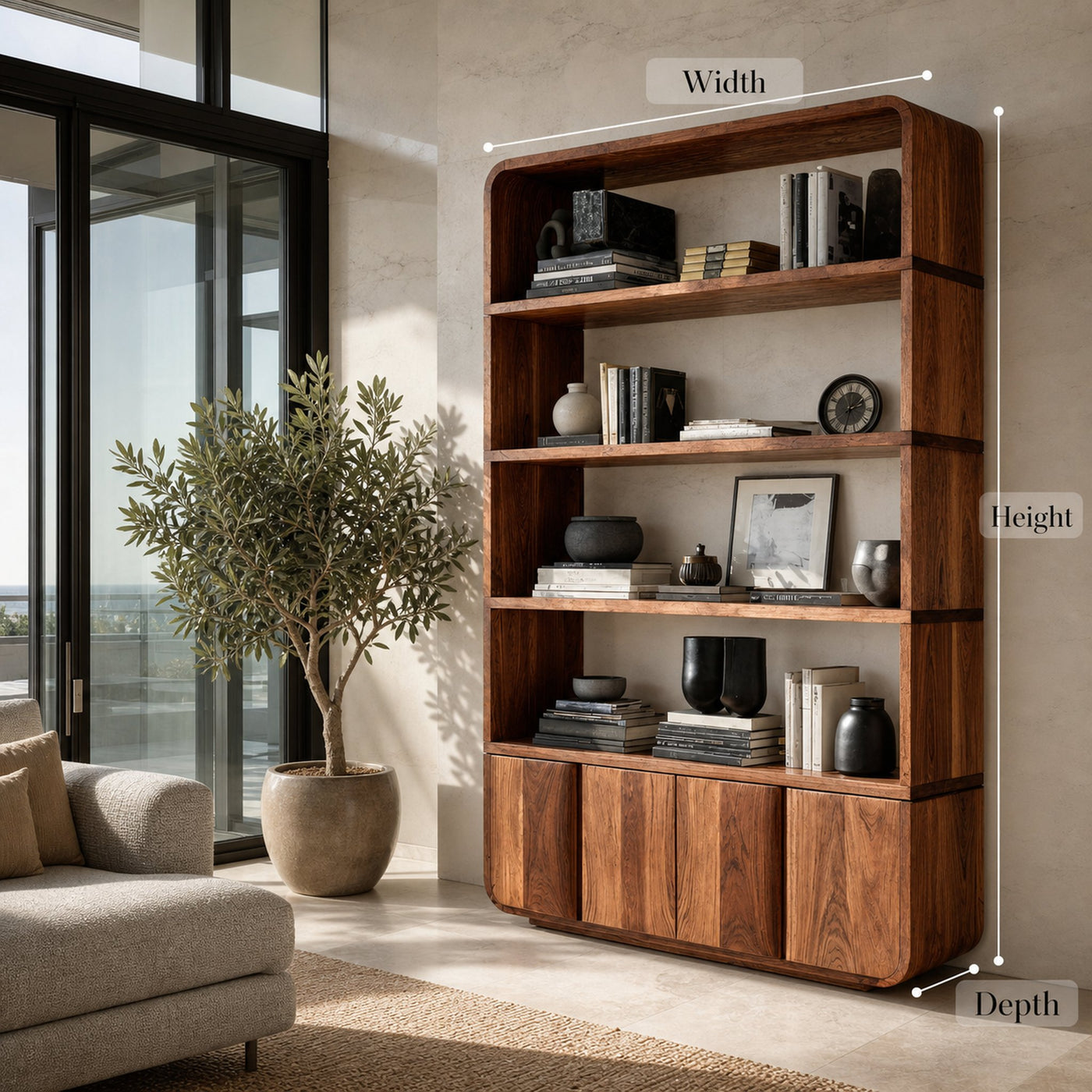 Elegant Natural Wood Bookcase For Modern Home - product view 7