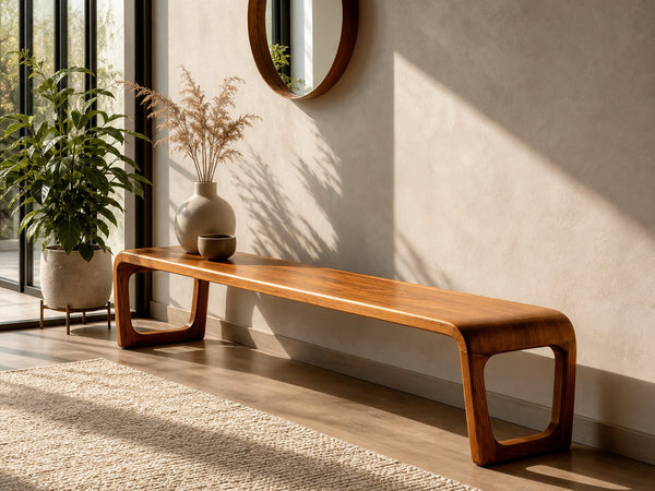 Elegant Sculptural Entryway Bench For Modern Hallway Seating