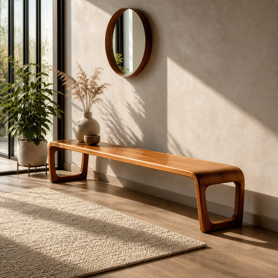 Elegant Sculptural Entryway Bench For Modern Hallway Seating