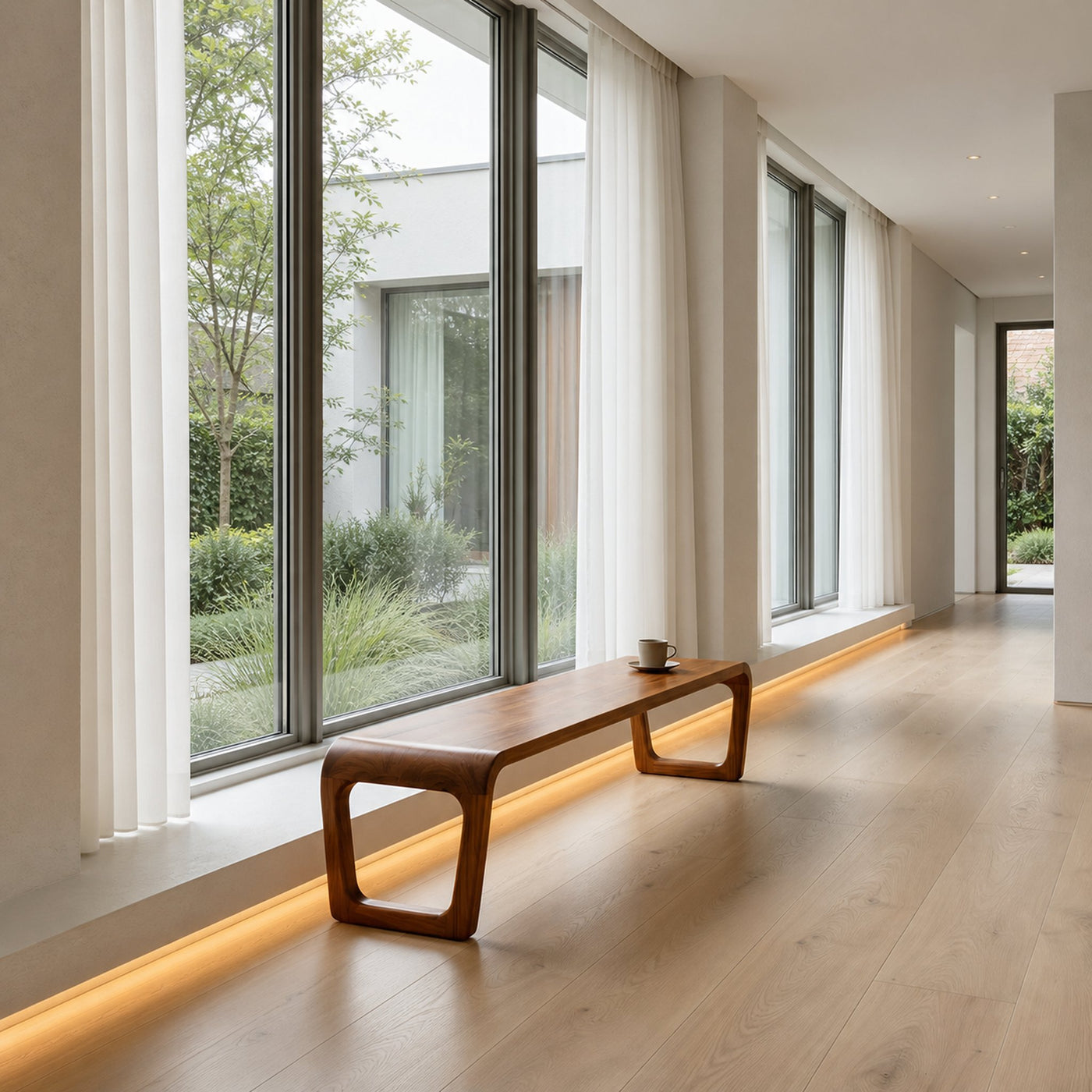 Elegant Sculptural Entryway Bench For Modern Hallway Seating - product view 2