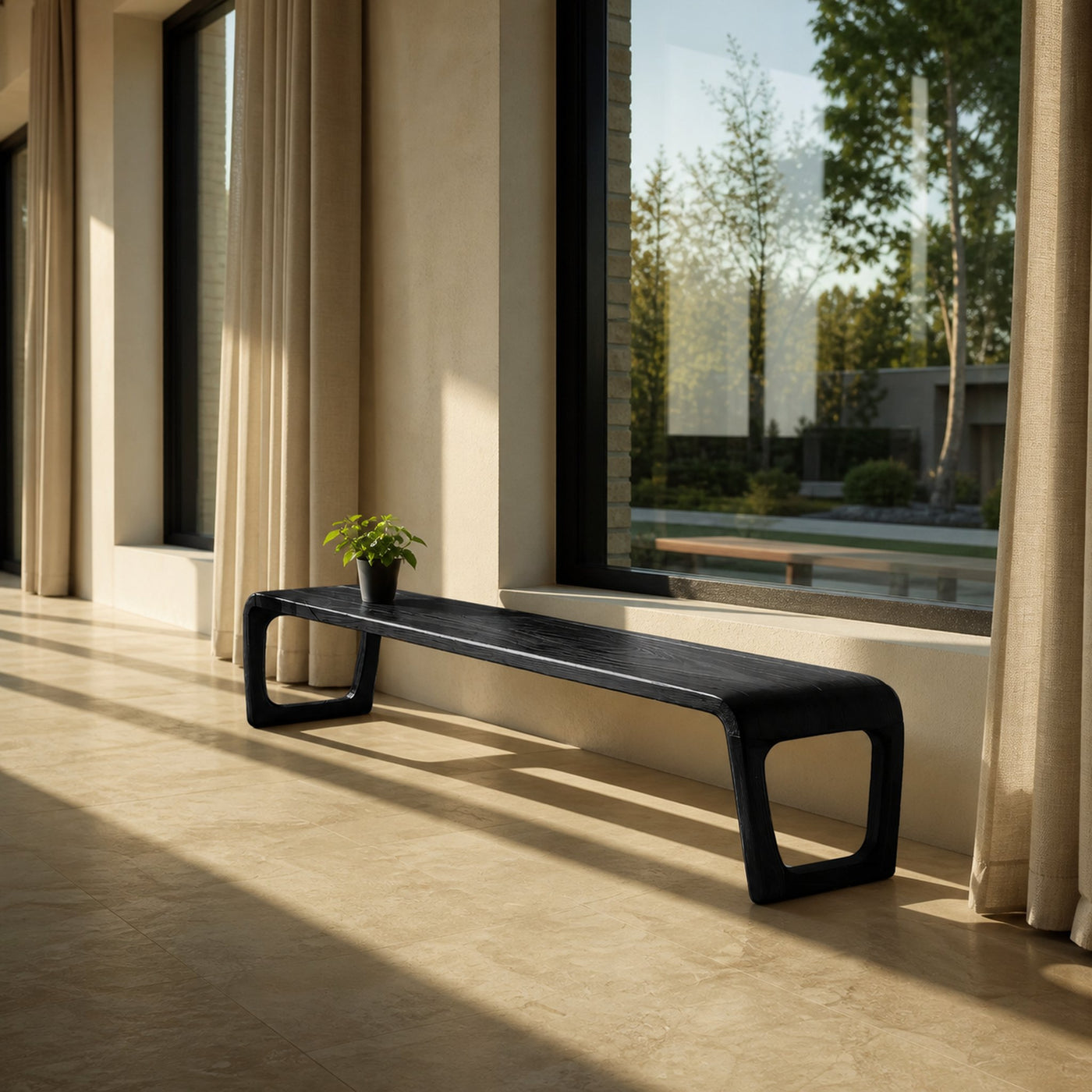 Elegant Sculptural Entryway Bench For Modern Hallway Seating - product view 4