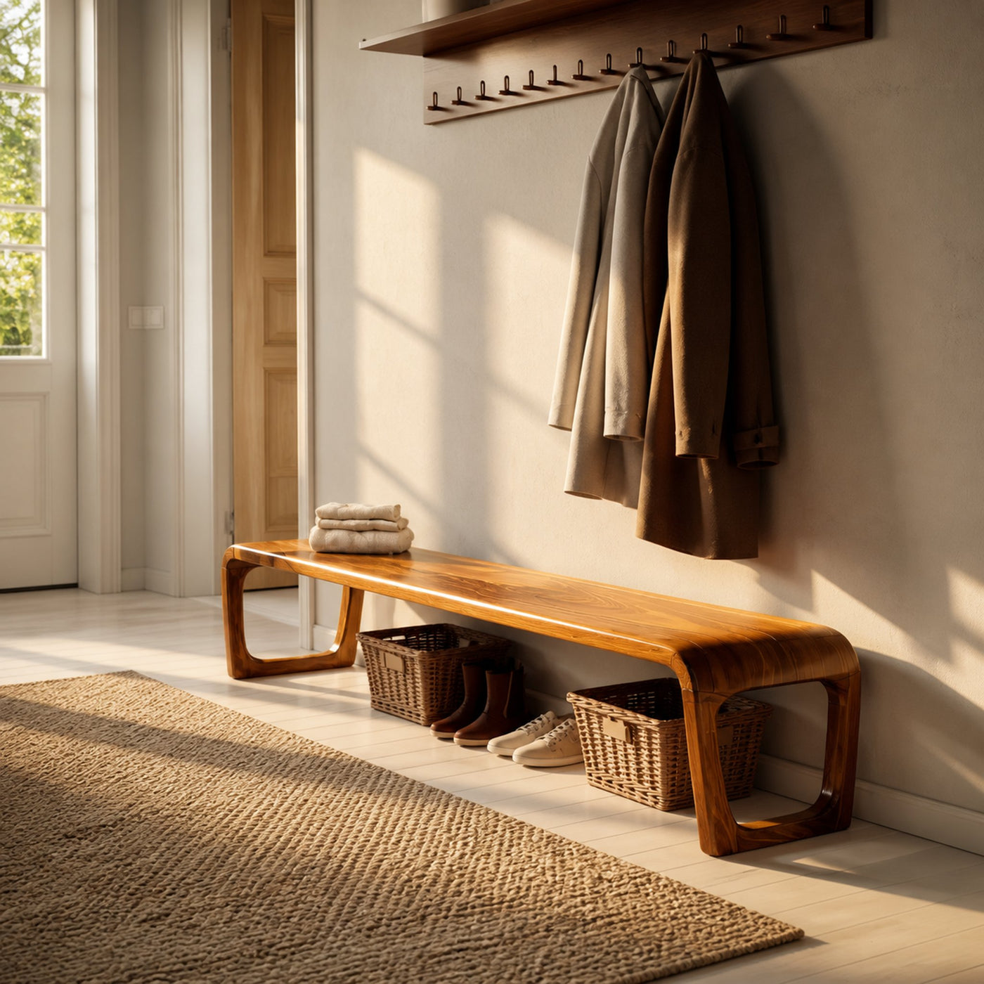 Elegant Sculptural Entryway Bench For Modern Hallway Seating - product view 6
