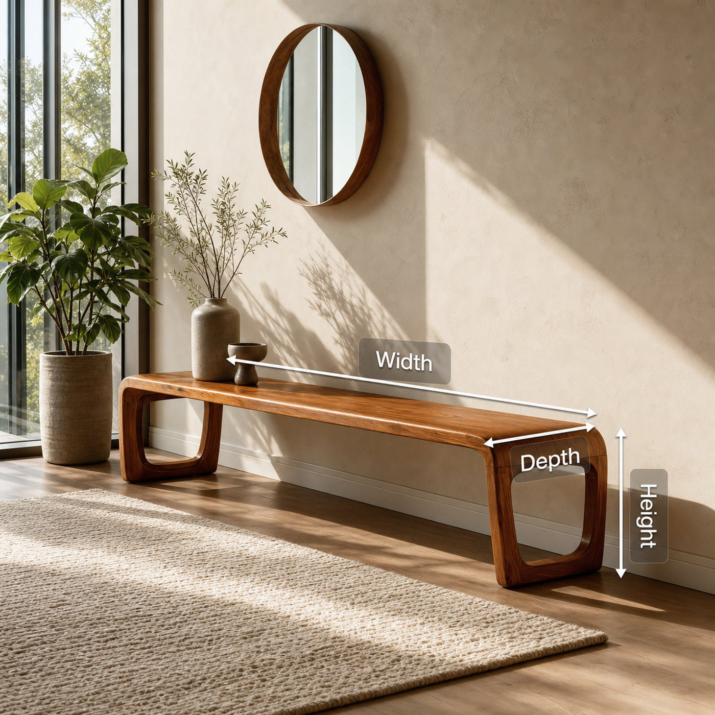 Elegant Sculptural Entryway Bench For Modern Hallway Seating - product view 8