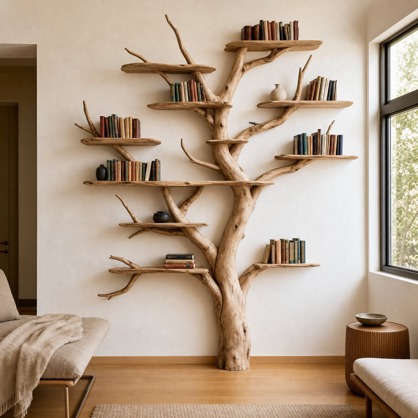 Elegant Wild Mulberry Tree Bookshelf Floating Shelves Live Edge