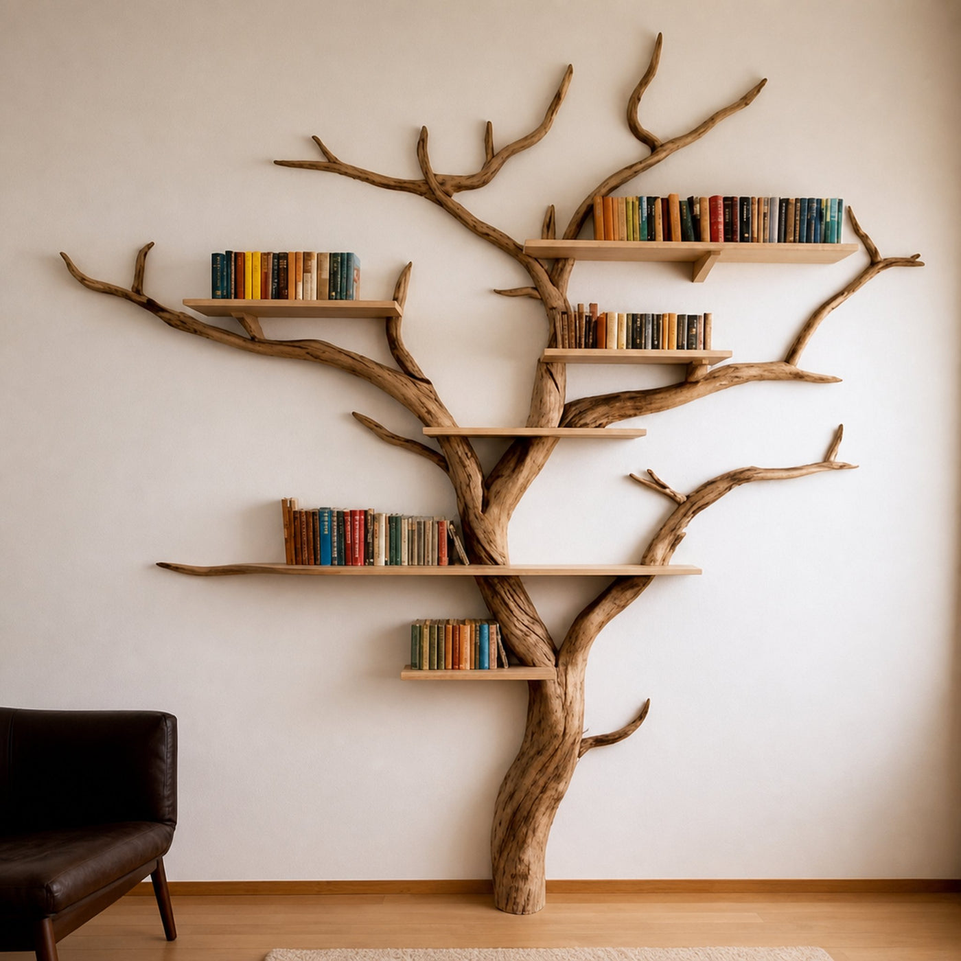 Elegant Wild Mulberry Tree Bookshelf Floating Shelves Live Edge - product view 6