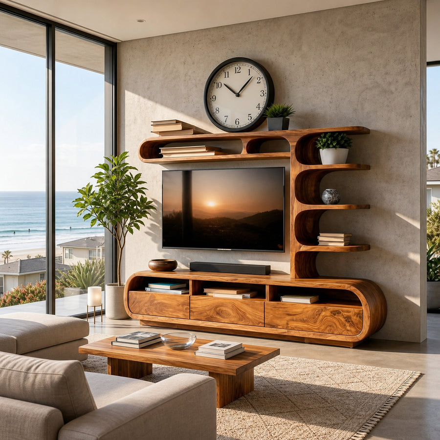 Elegant Wooden TV Console For Living Area