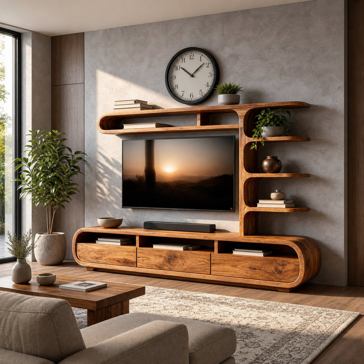 Elegant Wooden TV Console For Living Area - product view 6