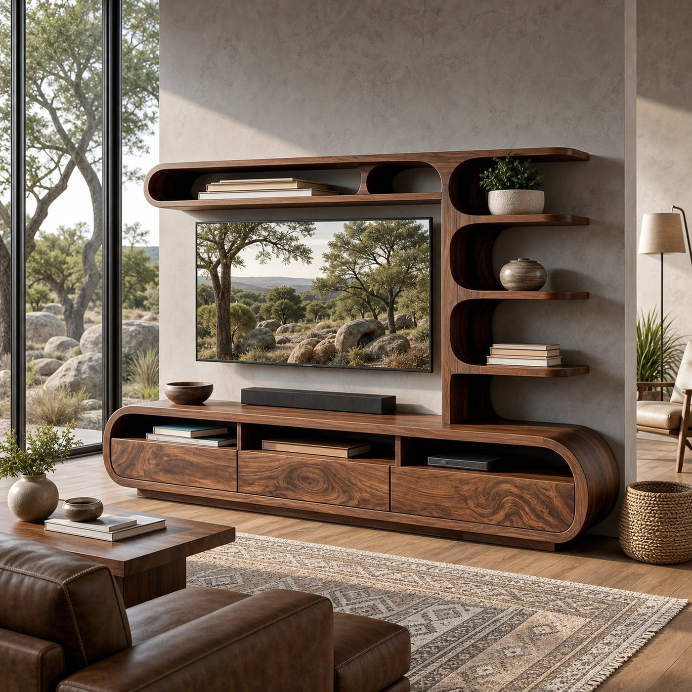 Elegant Wooden TV Console For Living Area - product view 7