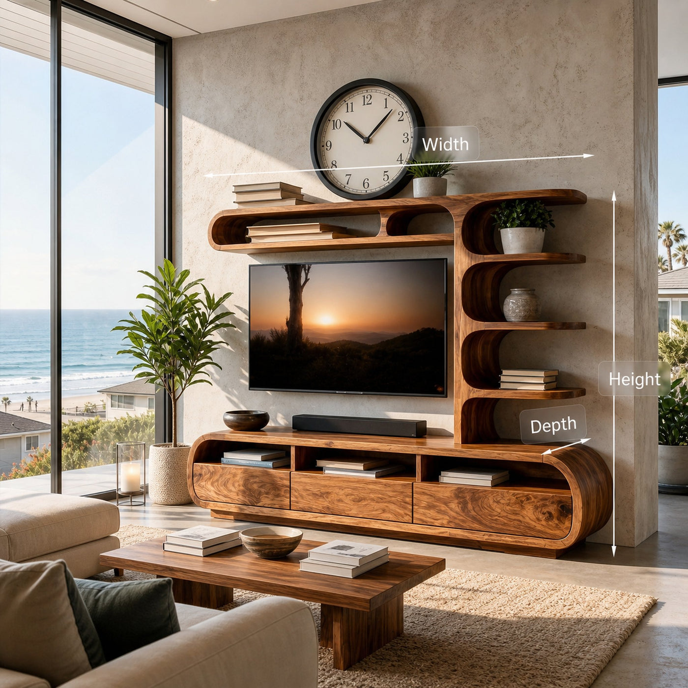 Elegant Wooden TV Console For Living Area - product view 8