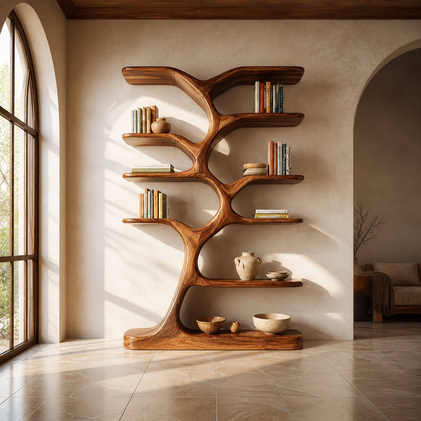 Entryway Bookshelf Natural Wood Modern Decor Gift - product view 2