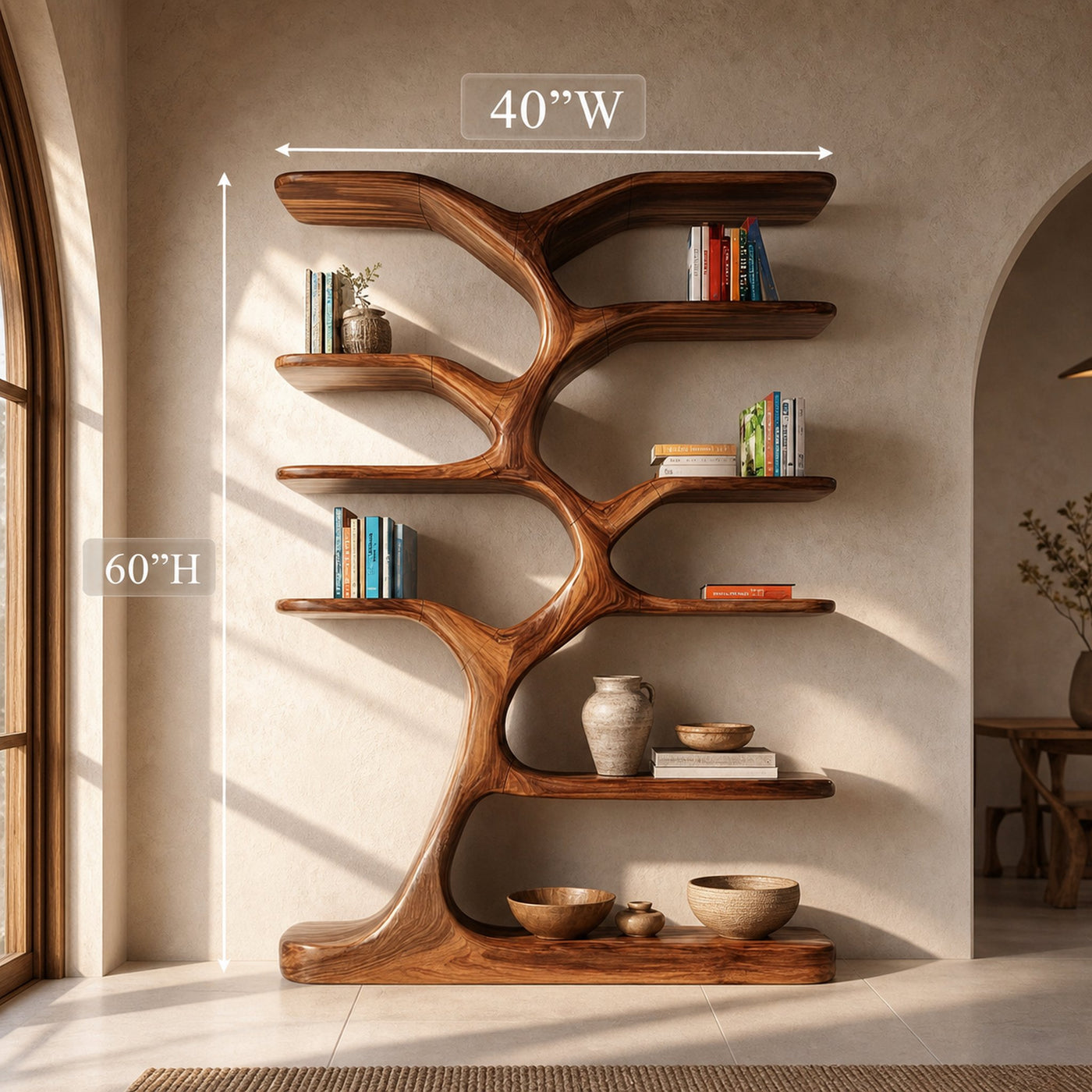 Entryway Bookshelf Natural Wood Modern Decor Gift - product view 4