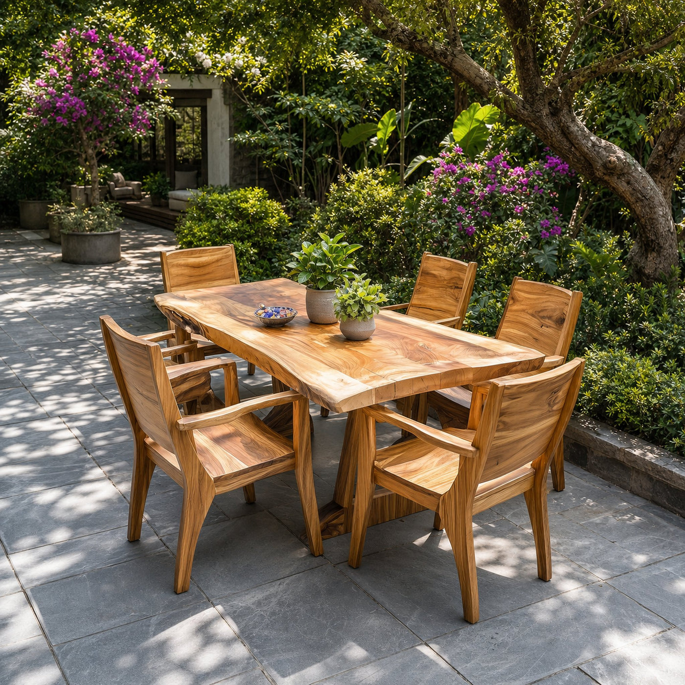 Family Dining Set Garden Dining Table Handcrafted Decor Garden Gift - product view 2