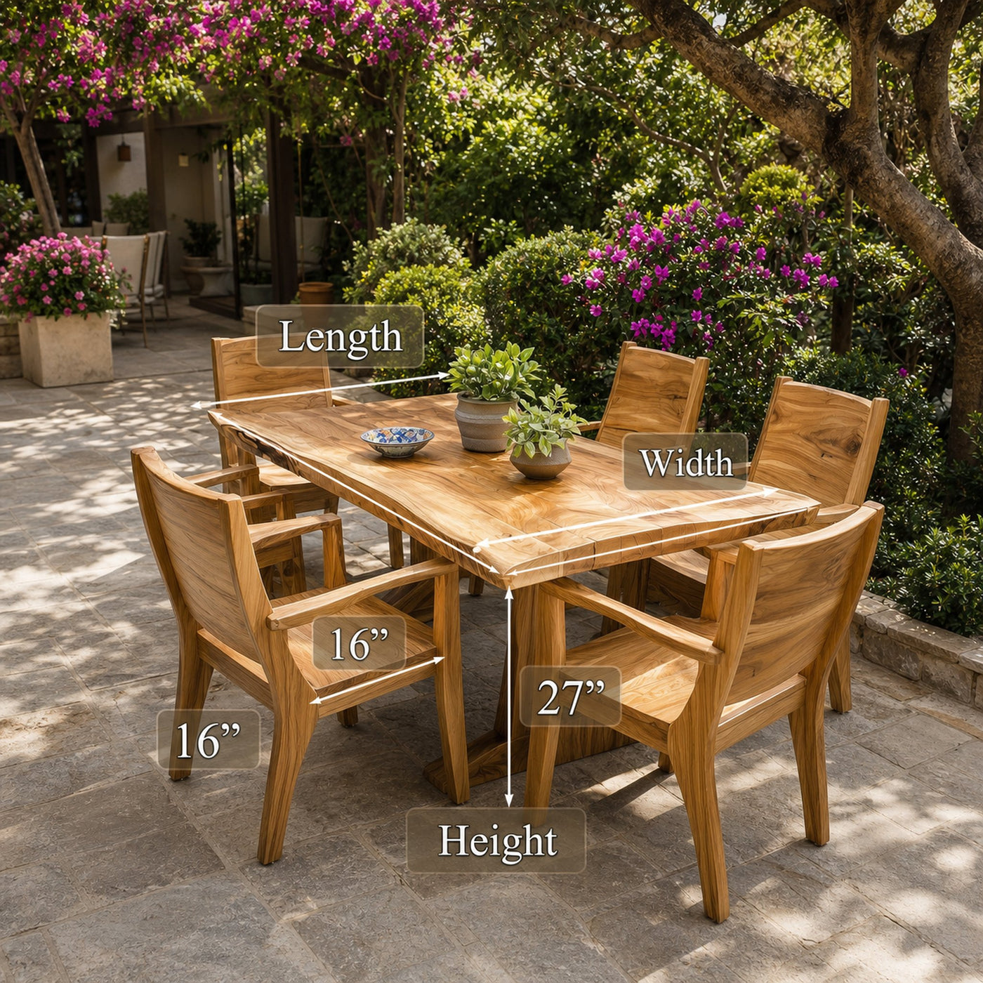 Family Dining Set Garden Dining Table Handcrafted Decor Garden Gift - product view 4