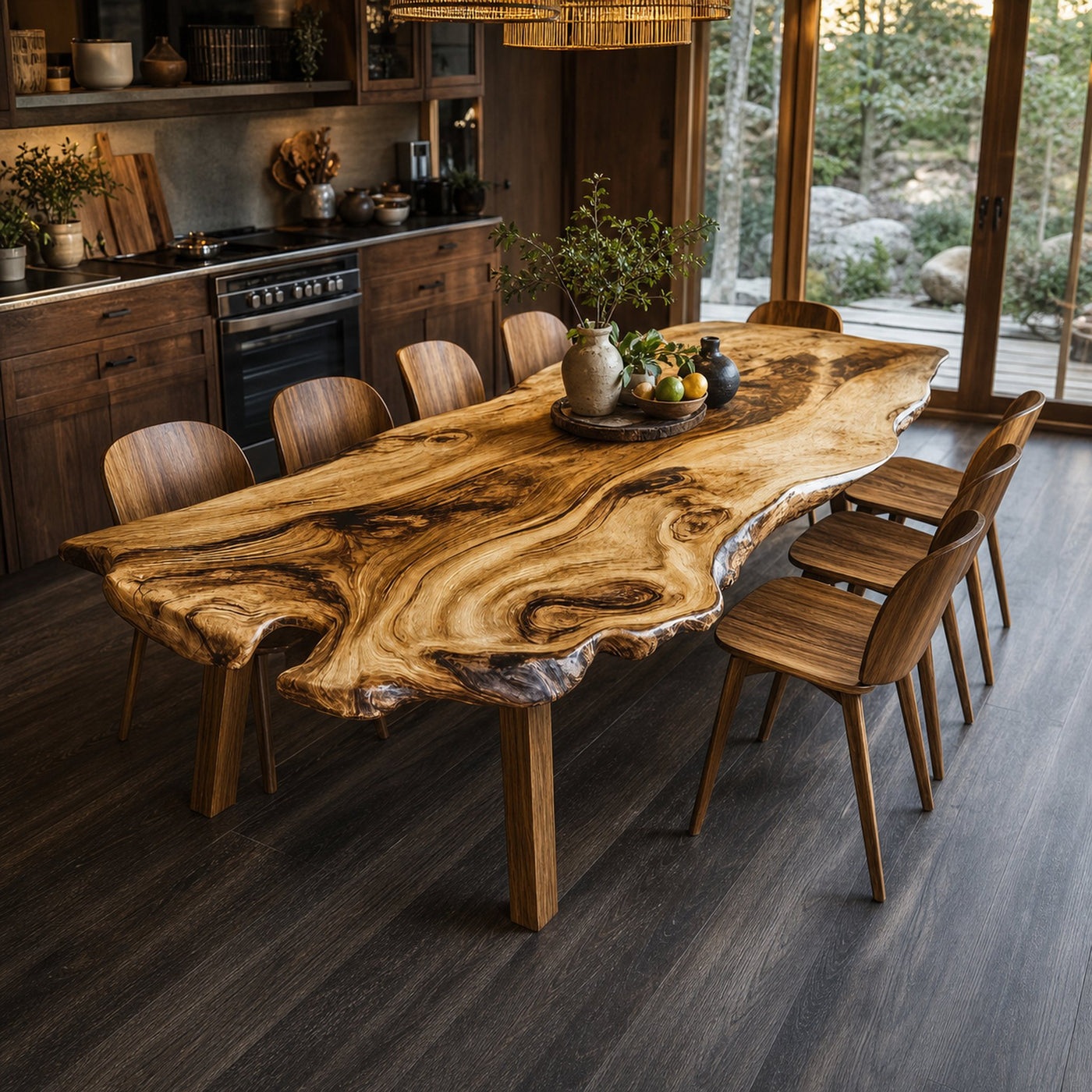 Farmhouse Curved Edge Wooden Dining Table For Family Dinners - product view 2