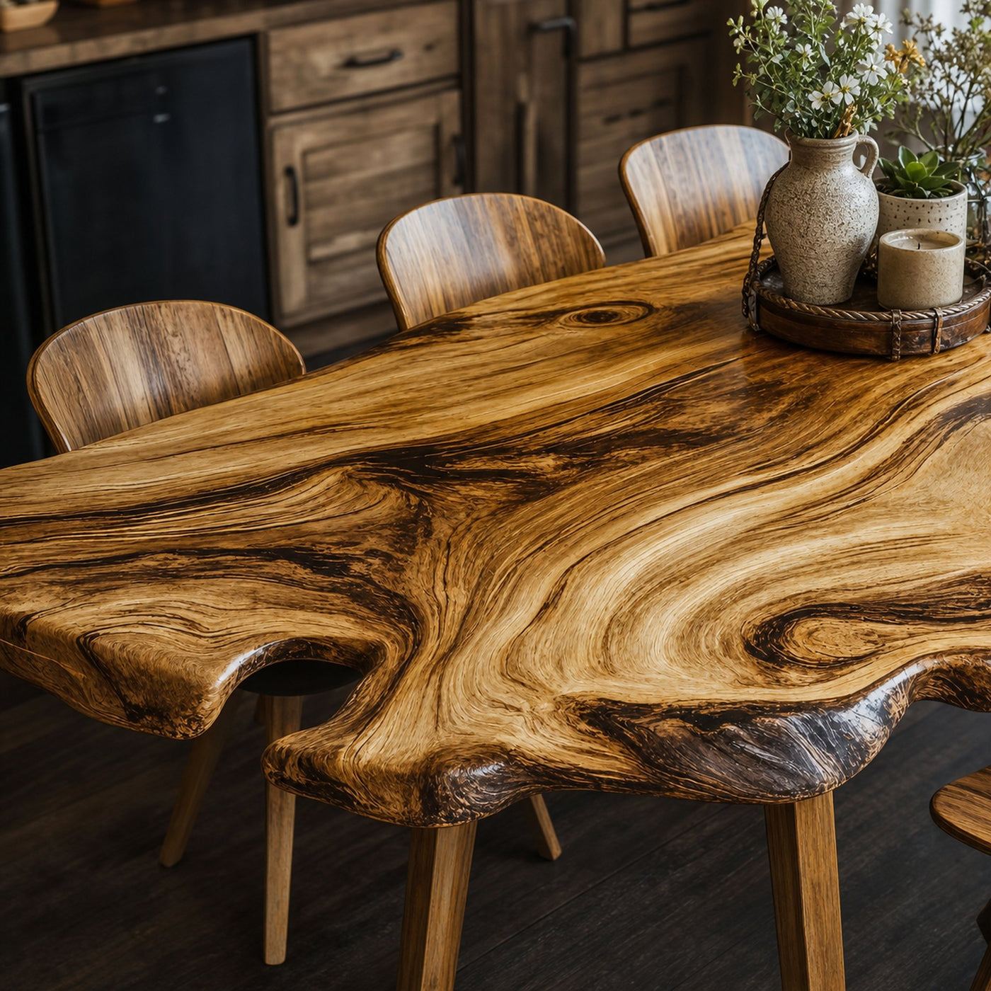 Farmhouse Curved Edge Wooden Dining Table For Family Dinners - product view 3