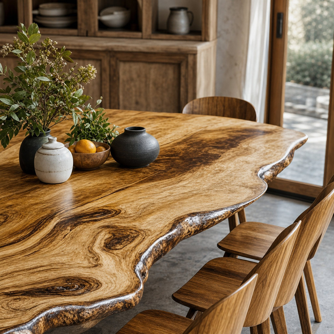 Farmhouse Curved Edge Wooden Dining Table For Family Dinners - product view 4