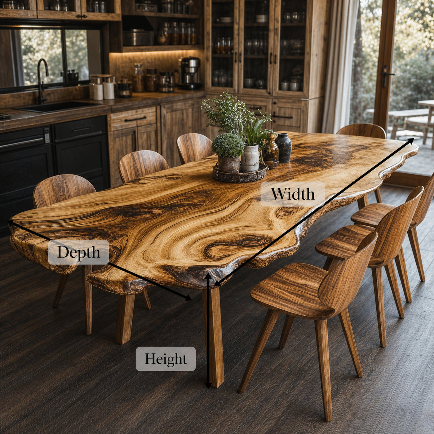 Farmhouse Curved Edge Wooden Dining Table For Family Dinners - product view 5