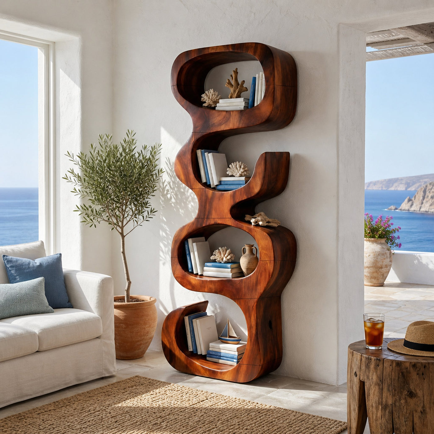 Farmhouse Decorative Bookcase Display Organizer For Living Room