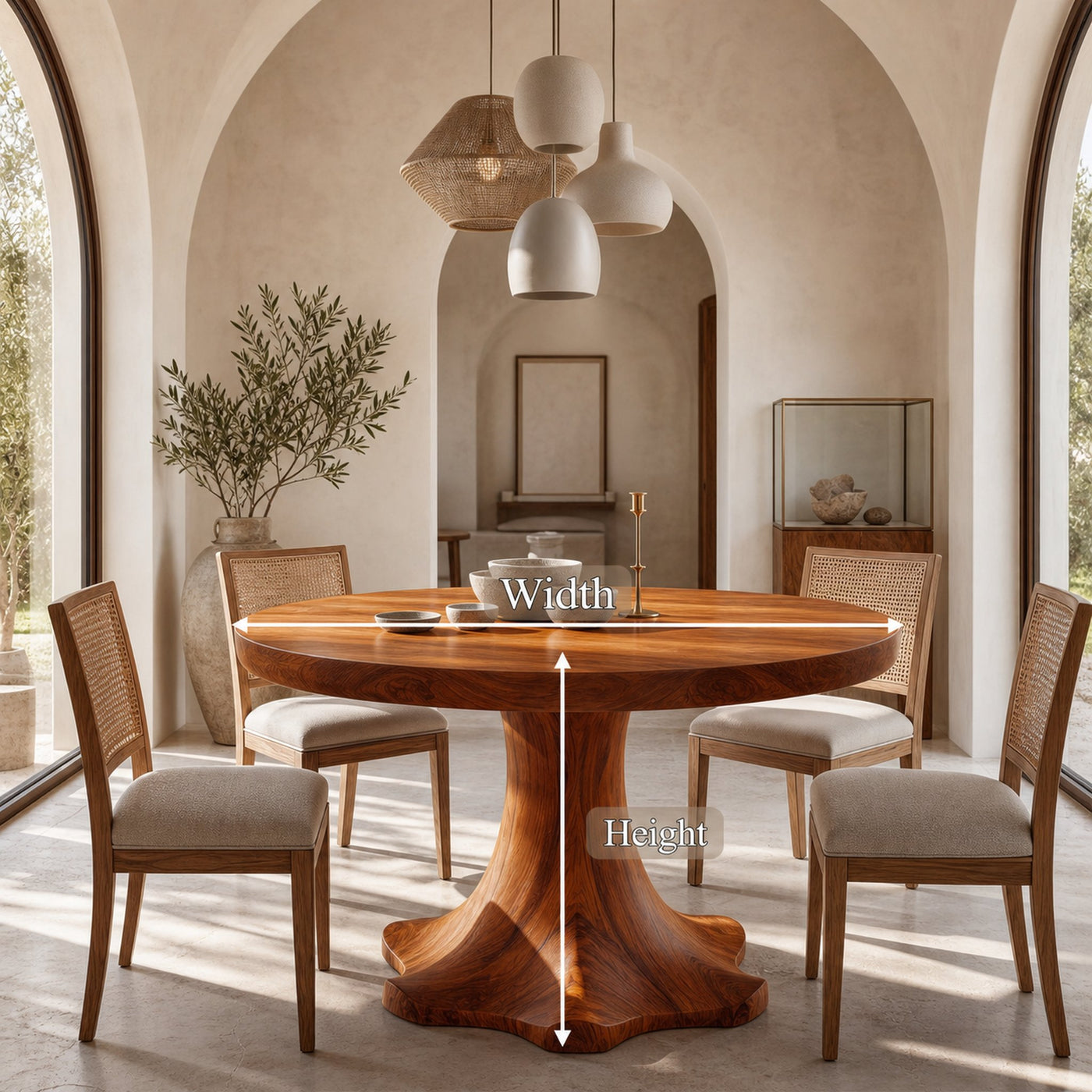 Farmhouse Dining Table With Sculptural Wooden Base Farmhouse Round Dining Table With Sculptural Wooden Base For Dining Room…
