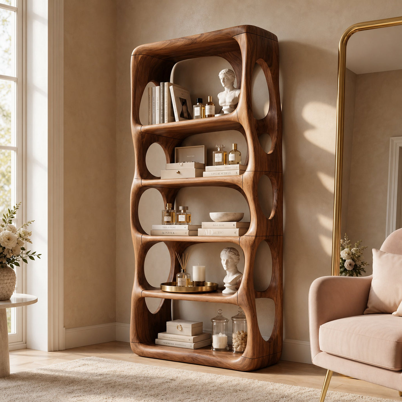 Farmhouse Handcrafted Bookcase Storage Organizer For Living Room