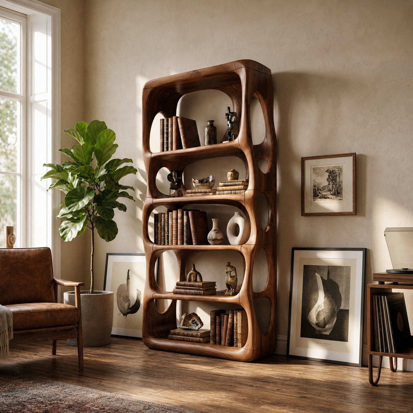 Farmhouse Handcrafted Bookcase Storage Organizer For Living Room - product view 6