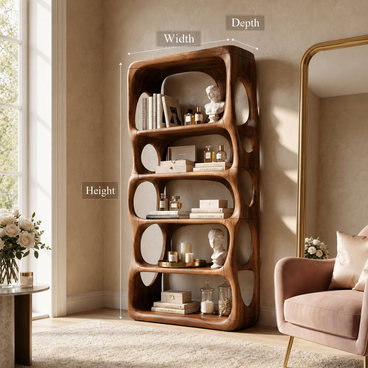 Farmhouse Handcrafted Bookcase Storage Organizer For Living Room - product view 8