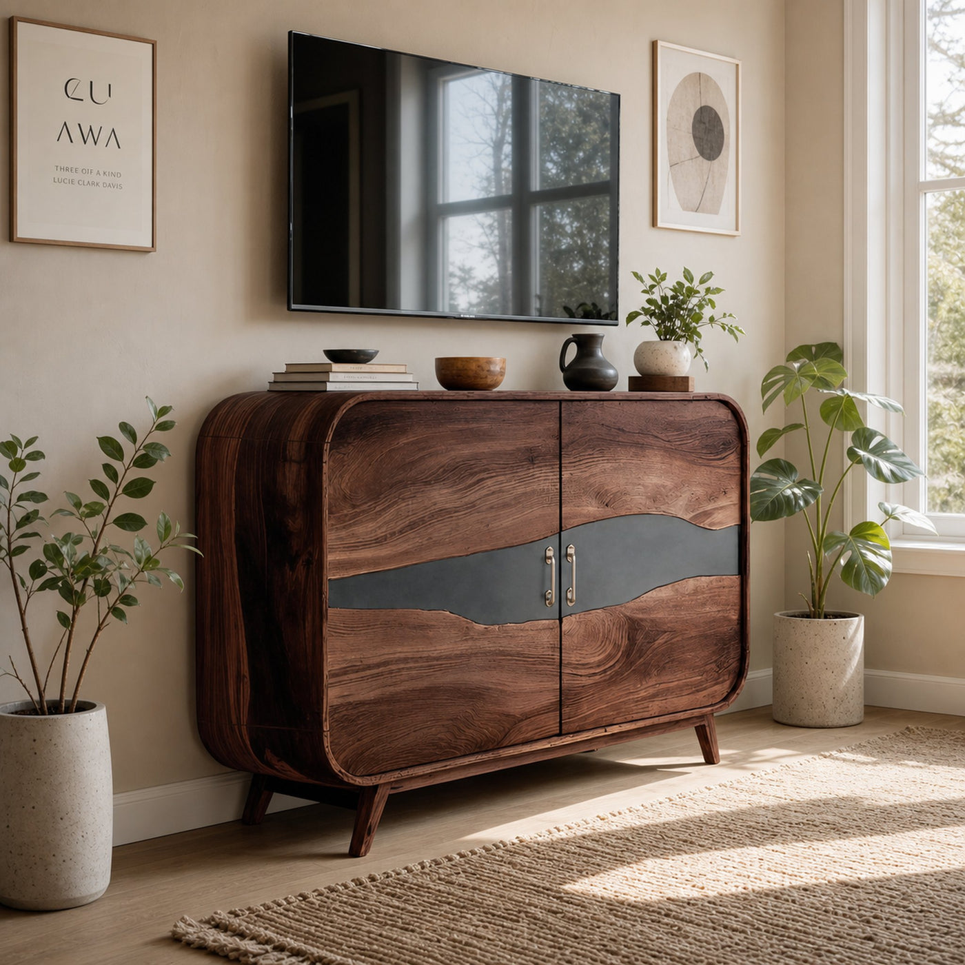 Farmhouse Live Edge Media Console For Entryway Decor - product view 6