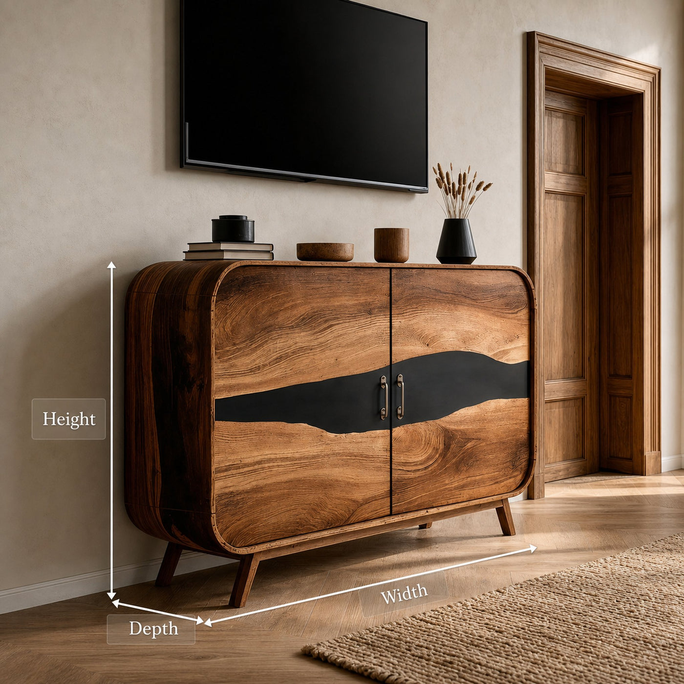 Farmhouse Live Edge Media Console For Entryway Decor - product view 7