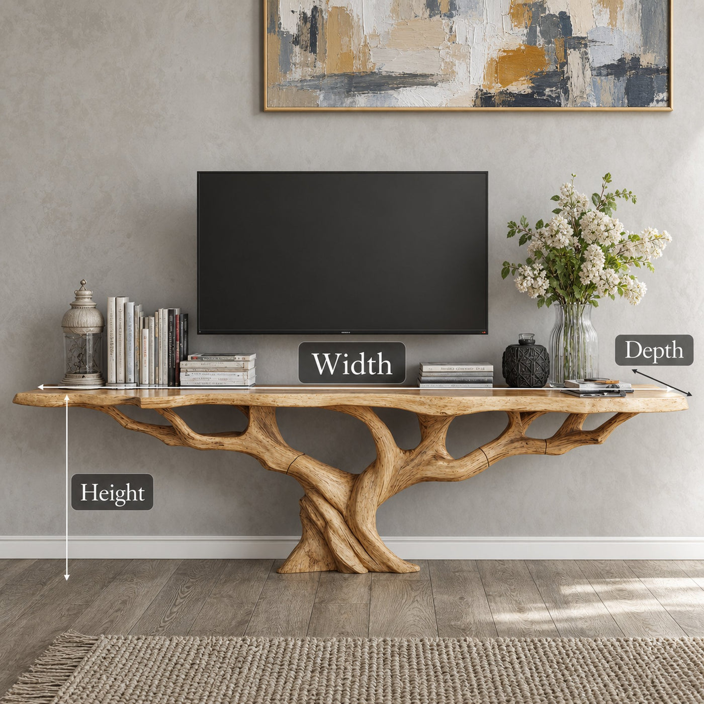 Farmhouse Live Edge TV Cabinet For Living Room And Entryway - product view 6