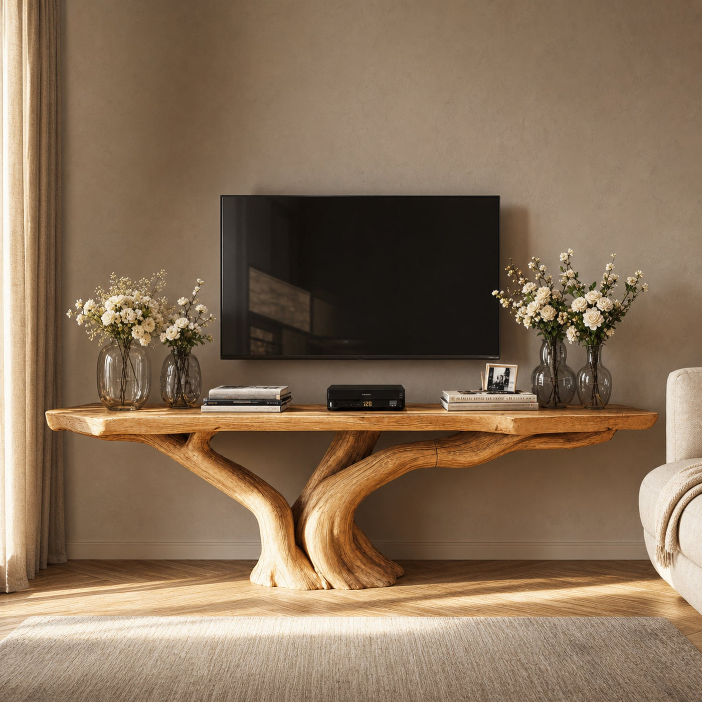 Farmhouse Reclaimed Floating TV Stand For Entryway And Living Room