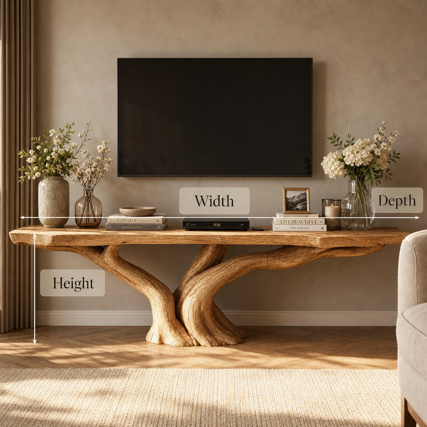 Farmhouse Reclaimed Floating TV Stand For Entryway And Living Room - product view 6