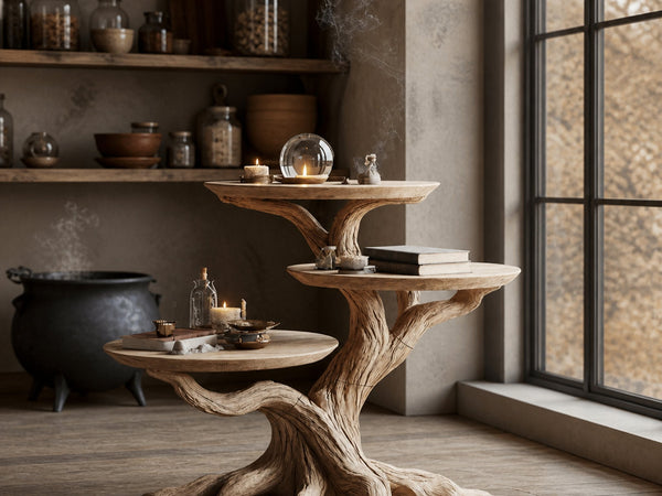 Farmhouse Round End Table For Living Room Decor Haunted Home Accent