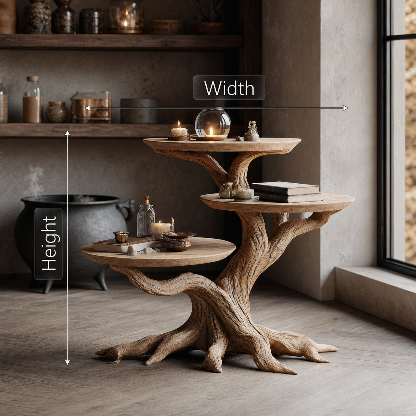 Farmhouse Round End Table For Living Room Decor Haunted Home Accent - product view 6