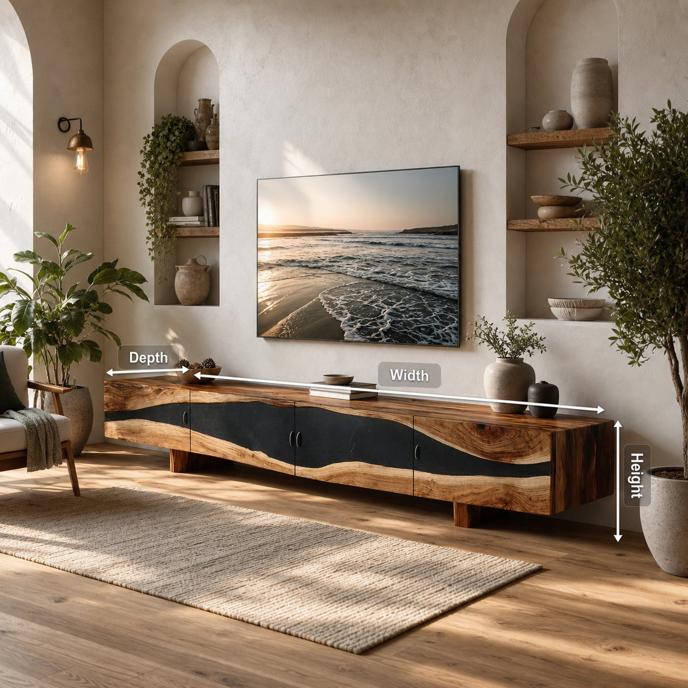 Farmhouse Rustic Solid Wood TV Cabinet For Living - product view 7