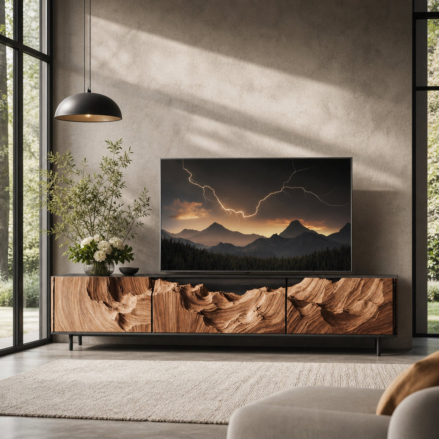 Farmhouse Rustic TV Cabinet For Cozy Living Room