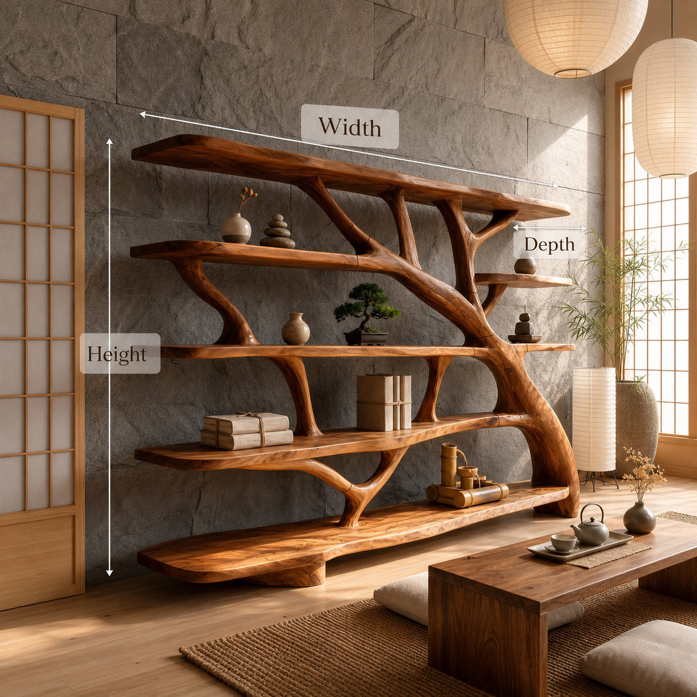 Farmhouse Sculptural Bookcase Storage Organizer For Bedroom Space - product view 8
