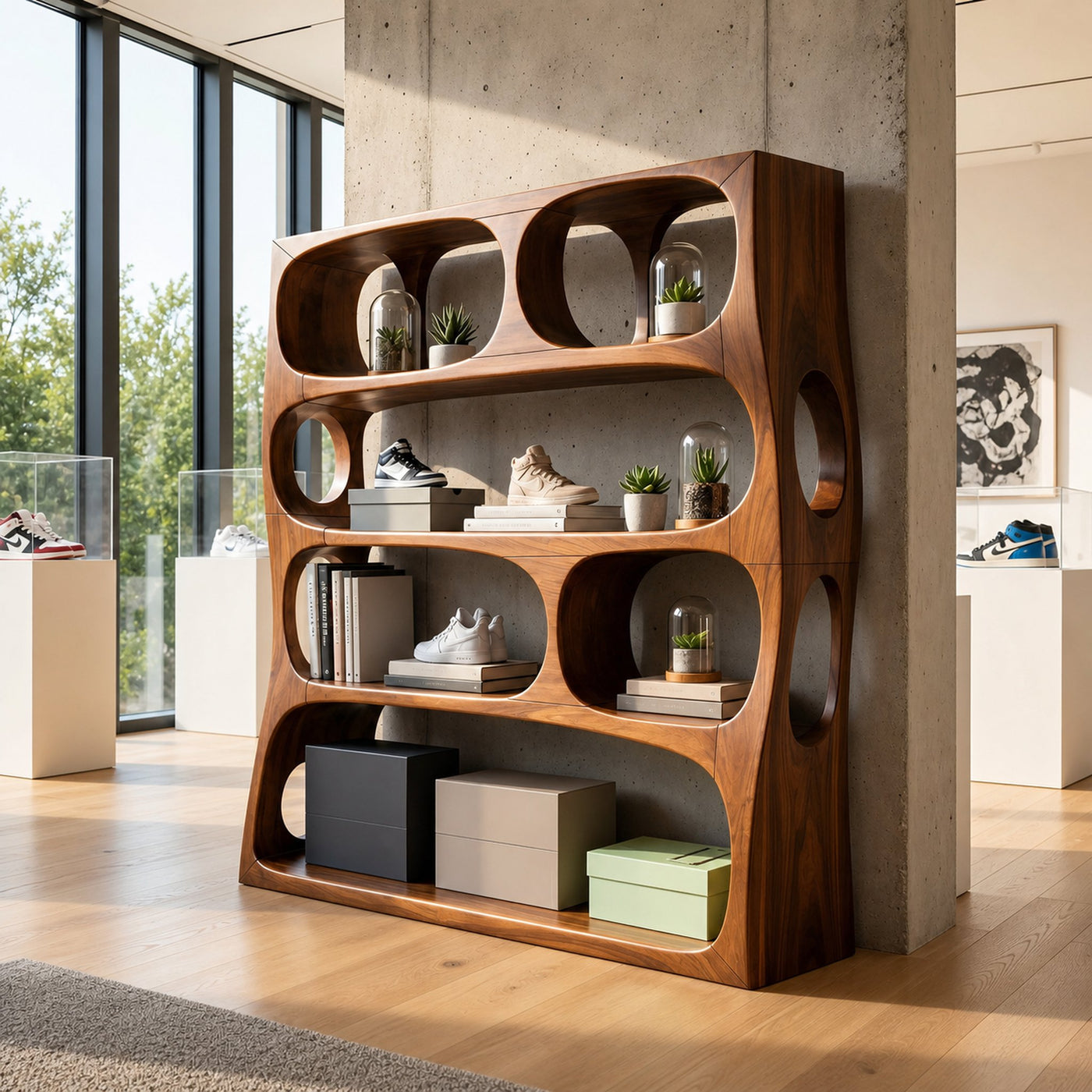 Farmhouse Sculptural Bookshelf Storage Organizer For Home Office
